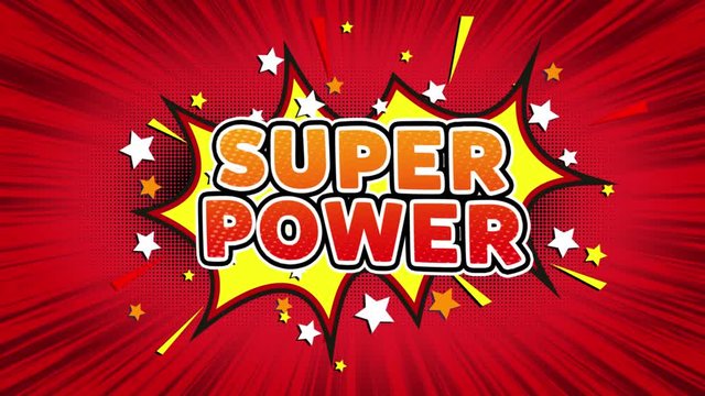 Super Power Text Pop Art Style Expression. Retro Comic Bubble Expression Cartoon illustration, Isolated Flat Cartoon Comic Style on Green Screen