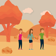 Women in park vector design