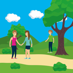 Women in park vector design