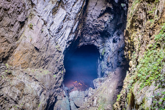 View of first camp from top of first doline in Son Doong cave, Vietnam