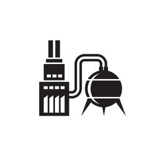 Factory plant -  black icon on white background vector illustration for website, mobile application, presentation, infographic. Industrial building concept sign. Graphic design element.