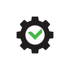Gear with checkmark icon design. Vector illustration. 