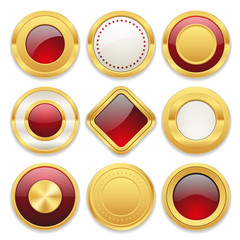 Gold/Red  Button And Badge Collection