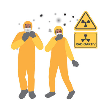 People in radiation suits and respirators