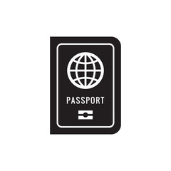 Passport web black icon design. Travel document sign. Vector illustration. 