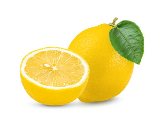 Obraz na płótnie Canvas lemon with leaf isolated on white background