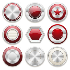 Silver/Red  Button And Badge Collection
