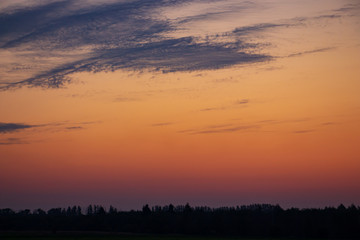orange summer sky before sunrise