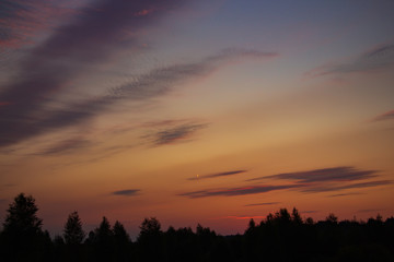 Fototapeta na wymiar orange summer sky before sunrise