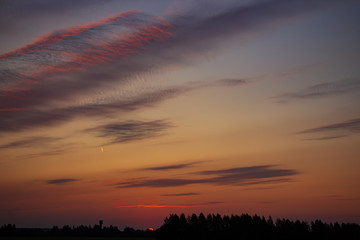 orange summer sky before sunrise