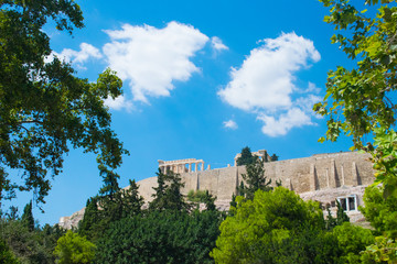 Fototapeta na wymiar View of Acropolis from Dionysiou Areopagitou street in Athens Greece