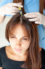 cosmetic injection in the clinic in the hair