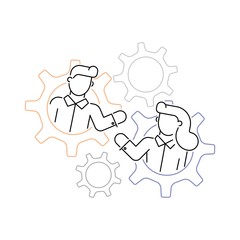 Teamwork vector illustration outline style