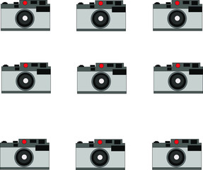 Vintage camera, black and white vector