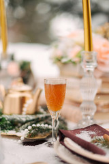 Winter wedding table decor bride and groom for photo shoot