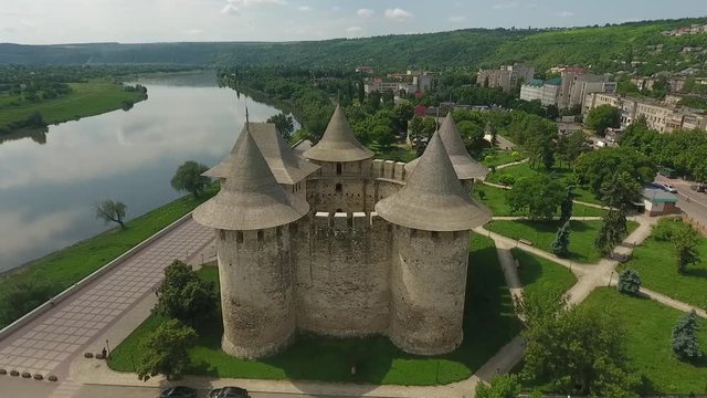 Aerial view of medieval fort in Soroca, Republic of Moldova.