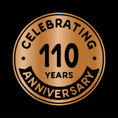 110 years anniversary logo design template. One hundred and ten years logtype. Vector and illustration.