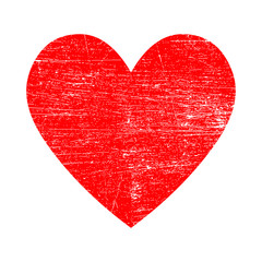 Grunge red heart vector isolated icon