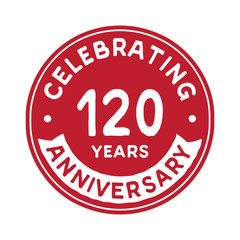 120 years anniversary logo design template. One hundred and twenty years logtype. Vector and illustration.