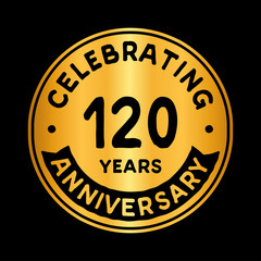 120 years anniversary logo design template. One hundred and twenty years logtype. Vector and illustration.