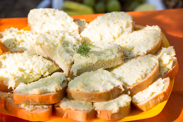 diet breakfast sandwich with egg and cheese paste