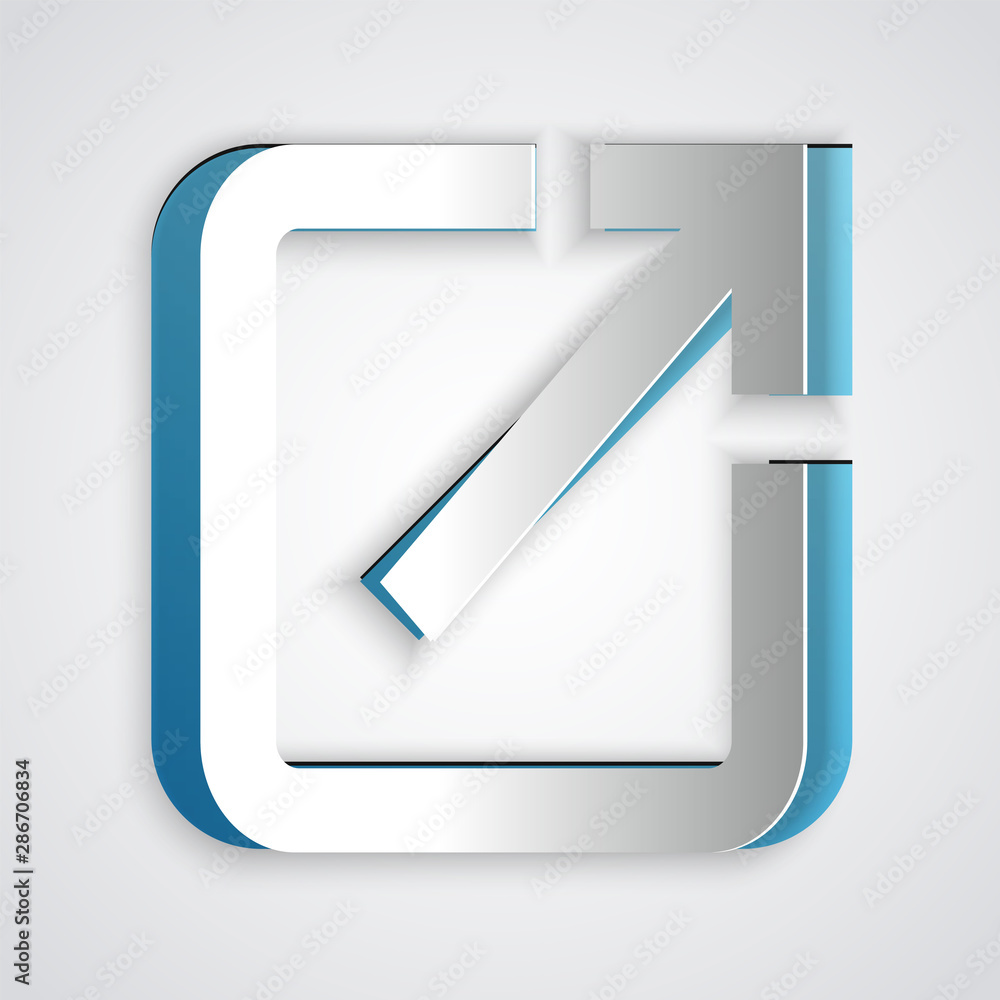 Poster paper cut open in new window icon isolated on grey background. open another tab button sign. browser