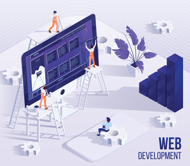 Web development flat banner vector template