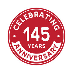 145 years anniversary logo design template. One hundred and forty-five years logtype. Vector and illustration.