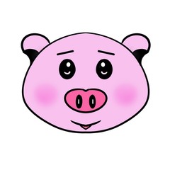 Hand drawing pig head, Animal cartoon