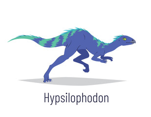 Hypsilophodon. Ornithischian dinosaur. Colorful vector illustration of prehistoric creature hypsilophodon in hand drawn flat style isolated on white background. Fast fossil dinosaur.