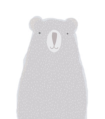 Woodland.Watercolor Style Vector Art with Hand Drawn Polar Bear Isolated on a White Background. Cute Big Bear Illustration Ideal for Card, Wall Art, Invitation, Poster, Label, Safari Party Decoration.