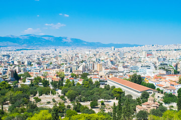 Fototapeta na wymiar Panoramic view of the city of Athens from the Acropolis hill in Athens, Greece