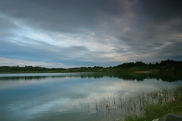 gloomy autumn on the lake sadness / autumn stress, seasonal landscape nature on the lake