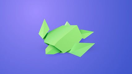 Origami turtle in water vector art