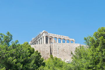Fototapeta na wymiar View of Acropolis from Dionysiou Aeropagitou street in Athens Greece