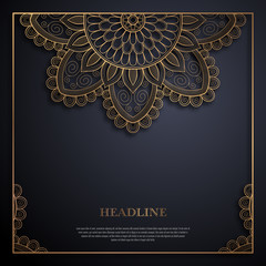 Gold and black greeting card template in retro style. Great design for any purposes: invitation, flyer, menu, brochure or leaflet
