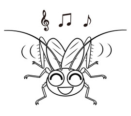 コオロギ キャラクター ぬりえ イラスト クリップアート