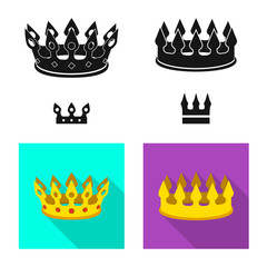 Vector illustration of medieval and nobility logo. Set of medieval and monarchy stock vector illustration.