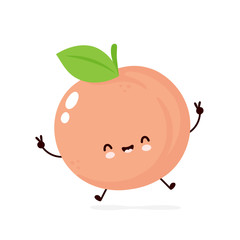 Cute happy smiling peach. Vector 