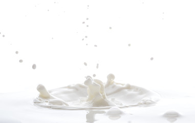 splash on the surface of white milk on a white background