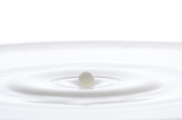 Fototapeta na wymiar splash from falling drops of white milk on a white background