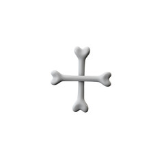 Plus symbol bone font. Halloween alphabet letter. 3D Rendering