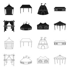 Vector design of roof and folding icon. Collection of roof and architecture vector icon for stock.