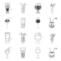 Vector design of liquor and restaurant icon. Collection of liquor and ingredient stock vector illustration.