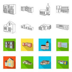 Isolated object of facade and housing icon. Set of facade and infrastructure stock vector illustration.