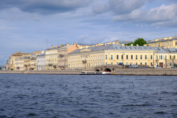 Naklejka premium the river Neva, in the background the mouth of the Fontanka river