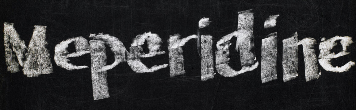 panoramic shot of black chalk board with lettering meperidine