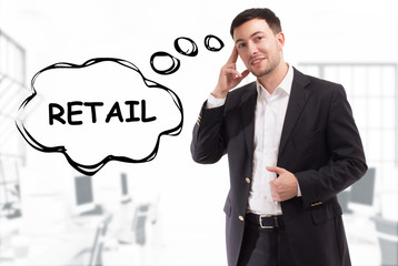 Business, technology, internet and network concept. The young businessman comes up with the...