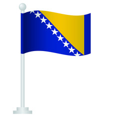 Bosnia and Herzegovina flag. National flag of Bosnia and Herzegovina on pole vector 