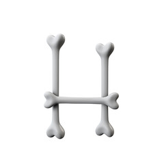 Letter H bone font. Halloween alphabet letter. 3D Rendering